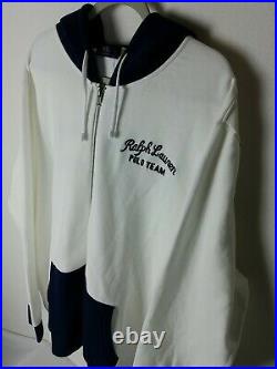 Polo Ralph Lauren Polo Team Full Zip Hoodie Men's 2XL White Navy Pockets $148
