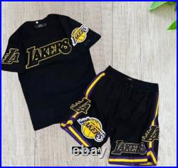 Pro Standard La Lakers Logo Pro Team Black Full Short Set (shirt & Shorts)