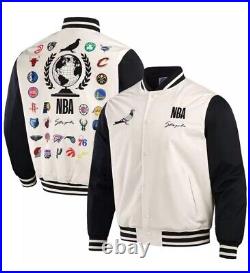 STAPLES X NBA ALL TEAMS ORIGINS FULL SNAP JACKET Men's large NWT All Over Print