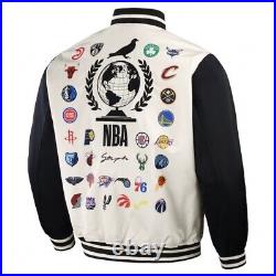 STAPLES X NBA ALL TEAMS ORIGINS FULL SNAP JACKET Men's large NWT All Over Print