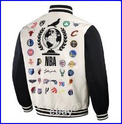 STAPLES X NBA ALL TEAMS ORIGINS FULL SNAP JACKET Men's large NWT All Over Print