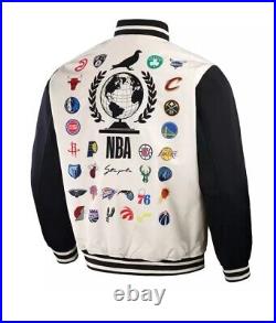 STAPLES X NBA ALL TEAMS ORIGINS FULL SNAP JACKET Men's large NWT All Over Print