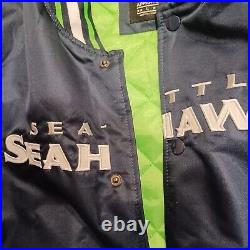 Seattle Seahawks Men's Large Full Button Up Varsity Jacket Team Colors