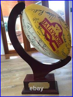South African Springboks 1993 FULL Squad SIGNED Rugby Ball withStand (AUTHENTIC)