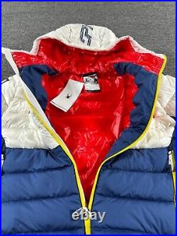 Spyder Jacket Mens Small Down Puffer Hoodie US Ski Team Patched Timeless Blue