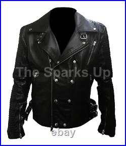 Suicide Squad Joker Jared Leto's Motorcycle Classic Biker Black Leather Jacket