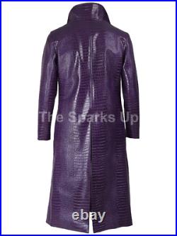 Suicide Squad The Joker Cosplay Costume Purple Faux Leather coat BEST QUALITY