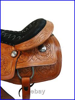Team Roping Saddle Western Horse Roper 15 16 17 18 Ranch Tooled Leather Tack Set