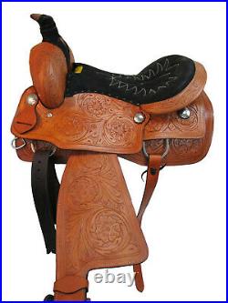 Team Roping Saddle Western Horse Roper 15 16 17 18 Ranch Tooled Leather Tack Set