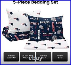 Team Spirit New England Patriots Full Bed Set Comforter, Sheets & Pillowcases