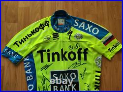Tinkoff Saxo Team Full Zip Cycling Jersey Signed by team members Size S NEW