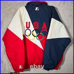 VINTAGE 90's USA OLYMPIC TEAM STARTER INSULATED FULL ZIP MULTI COLOR JACKET XL