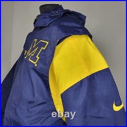 VTG NIKE TEAM Michigan Wolverines Full Zip Embroidered Coat Jacket NEW XL