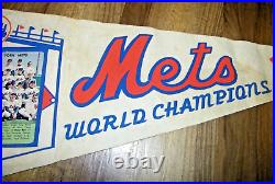 Vintage New York Mets 1969 World Champions Team Photo Full Size Pennant, Rare