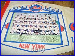 Vintage New York Mets 1969 World Champions Team Photo Full Size Pennant, Rare