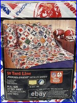 Vintage Sears 50 Yard Line NFL Football Teams Logos Full Size Sheets Set All New