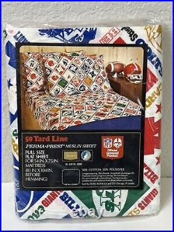 Vintage Sears 50 Yard Line NFL Football Teams Logos Full Size Sheets Set All New