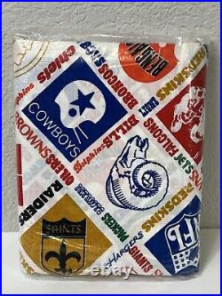 Vintage Sears 50 Yard Line NFL Football Teams Logos Full Size Sheets Set All New