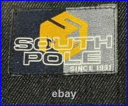 Vintage SouthPole Men's Large Denim Jacket Button 2K Team Black New With Tags