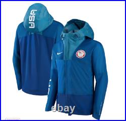 Womens Nike Blue Team USA Medal Stand Full-Zip Hoodie Jacket DD8852-492 Sz Small