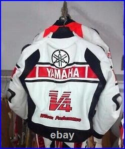Yamaha Motorbike Motorcycle Racing Team Sports Biker Cowhide Leather Jacket